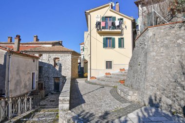 Eski bir Campodimele caddesi, Lazio bölgesinin ortaçağ kasabası, İtalya.