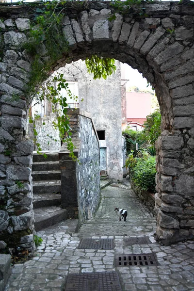 Ένα Στενό Δρομάκι Της Γκαέτα Μια Μεσαιωνική Πόλη Της Περιοχής — Φωτογραφία Αρχείου
