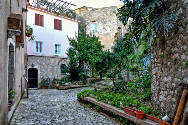 A narrow alley of Gaeta, a medieval town of Lazio region, Italy.
