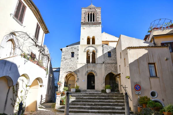 Kostel Náměstí Itri Středověké Město Lazio Itálie — Stock fotografie