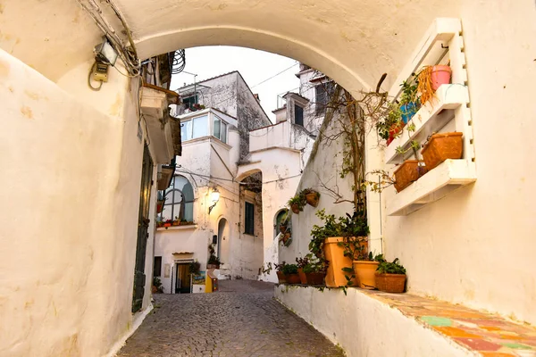 Arboli 'de dar bir sokak, İtalya' da Amalfi kıyısında küçük bir köy..