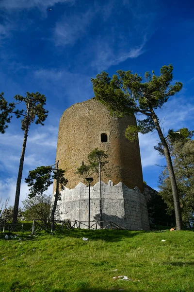 Wieża Średniowiecznego Zamku Starym Mieście Caserta Włochy — Zdjęcie stockowe