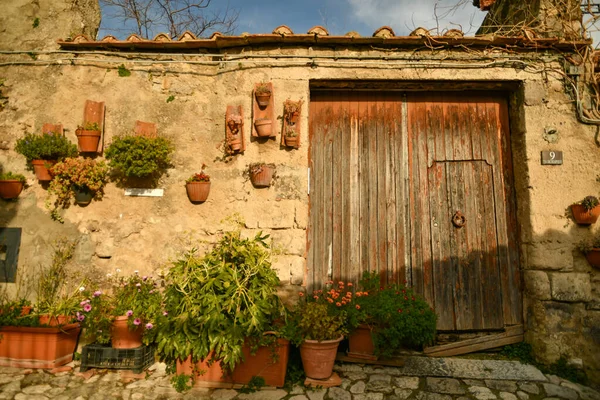 Porta Decorata Una Vecchia Casa Nel Quartiere Più Antico Della — Foto Stock