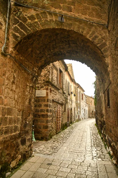 Úzká Ulice Mezi Starými Kamennými Domy Nejstarší Čtvrti Města Caserta — Stock fotografie