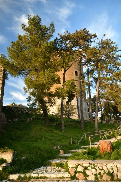 Zielony Park Wokół Ruin Średniowiecznego Zamku Starym Mieście Caserta Włochy — Zdjęcie stockowe