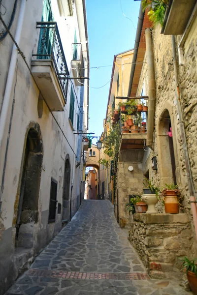 Narrow Street Old Stone Houses Altavilla Silentina Town Salerno Province — Stock Photo, Image