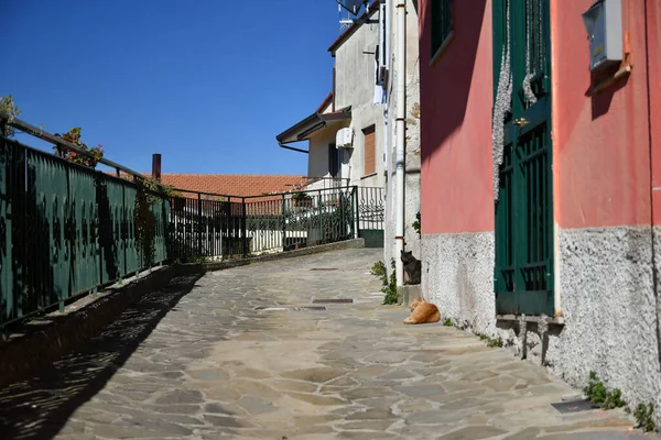 Una Calle Estrecha Entre Las Antiguas Casas Piedra Altavilla Silentina —  Fotos de Stock