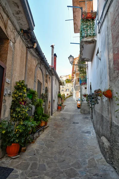 Úzká Ulice Mezi Starými Kamennými Domy Altavilla Silentina Město Provincii — Stock fotografie