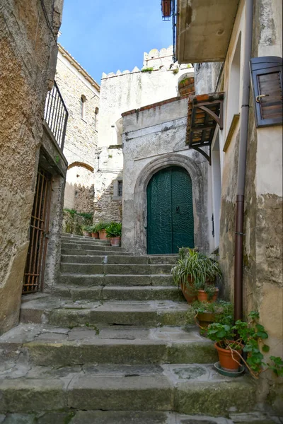 Eine Enge Gasse Zwischen Den Alten Steinhäusern Von Castellabate Einer — Stockfoto