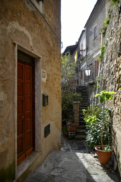 Narrow Street Old Stone Houses Castellabate Medieval Town Salerno Province — Stock Photo, Image