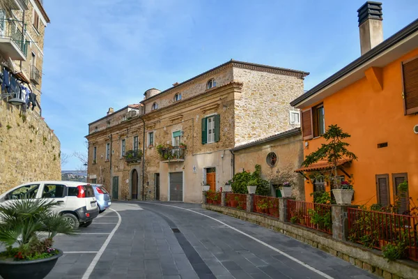 Eine Enge Gasse Zwischen Den Alten Steinhäusern Von Castellabate Stadt — Stockfoto