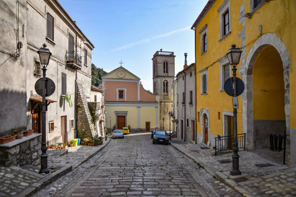 A narrow street in Faicchio, a small village in the province of Benevento, Italy.