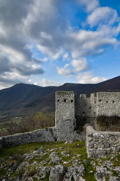 Muren Van Een Middeleeuws Kasteel Ruïnes Bergen Van Provincie Caserta — Stockfoto