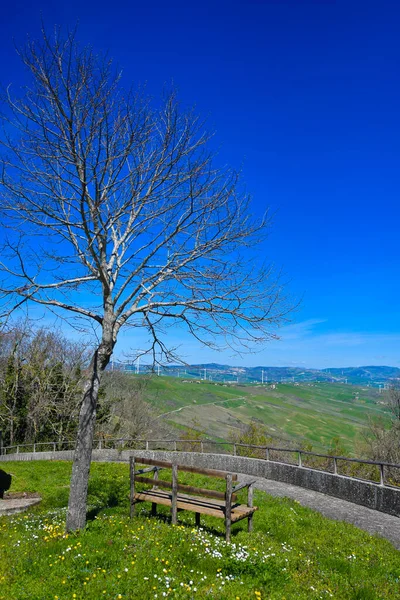 Bench Tree Village Bisaccia Mountains Campania Region Italy — Stock Photo, Image