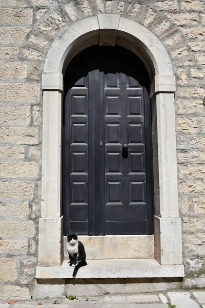 Drzwi Starego Domu Bisaccia Małej Wioski Prowincji Avellino Włochy — Zdjęcie stockowe