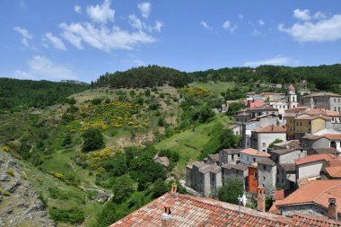 The landscape around Sasso di Castalda, a village in the mountains of Basilicata, Italy.