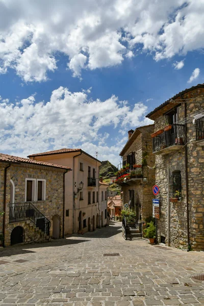 Narrow Street Old Houses Sasso Castalda Village Mountains Basilicata Italy — Foto de Stock