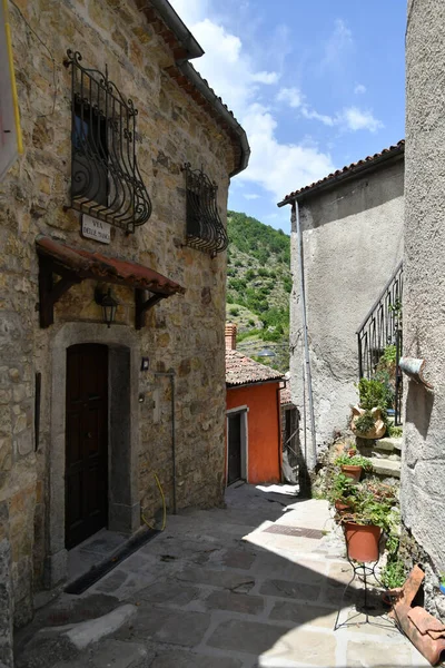 Narrow Street Old Houses Sasso Castalda Village Mountains Basilicata Italy — Stock fotografie