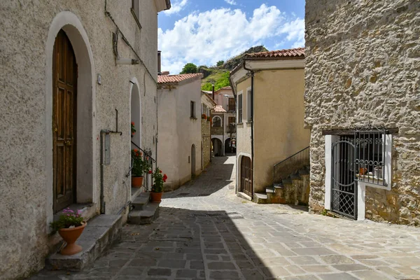 Narrow Street Old Houses Sasso Castalda Village Mountains Basilicata Italy — Foto de Stock