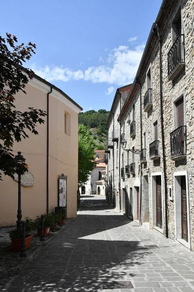 Narrow Street Old Houses Sasso Castalda Village Mountains Basilicata Italy — 스톡 사진
