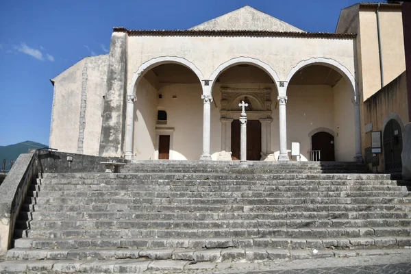 Facade Church Teggiano Medieval Village Mountains Salerno Province Italy — Zdjęcie stockowe