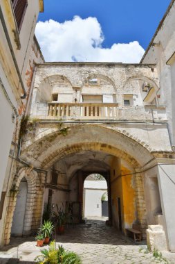 Facade of an old house in Galatina, an Apulian town in the province of Lecce, Italy.