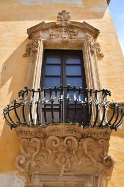 The balcony of an house in Gallipoli, an old village in the province of Lecce in Italy.