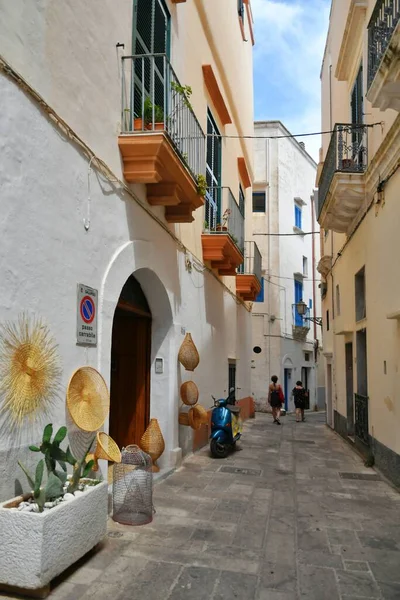 Narrow Street Old Houses Gallipoli Apulian Village Province Lecce Italy — Stockfoto