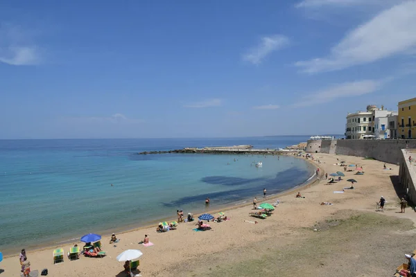 Пляж Під Старим Містом Галіополі Провінція Лече Італія — стокове фото