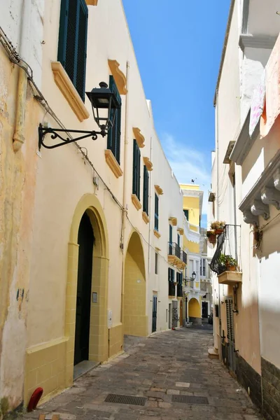 Narrow Street Old Houses Gallipoli Apulian Village Province Lecce Italy — Fotografia de Stock