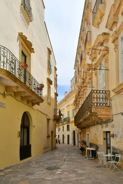 Narrow Street Old Houses Gallipoli Apulian Village Province Lecce Italy — Stock Fotó