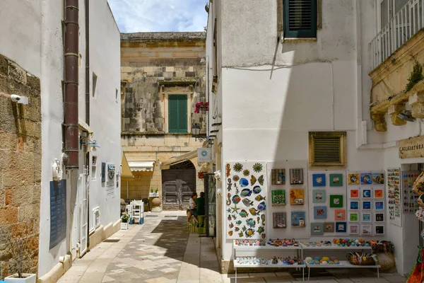 Narrow Street Old Houses Historic Center Otranto Town Puglia Italy — Stok fotoğraf