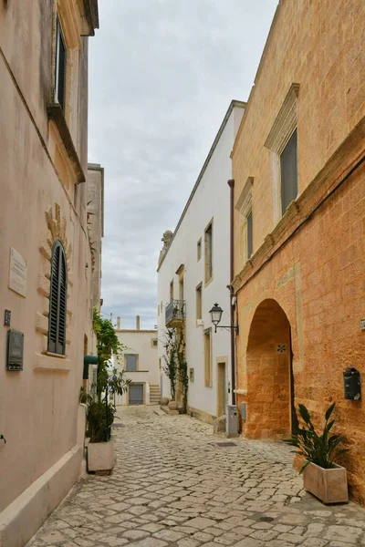 Narrow Street Old Houses Historic Center Otranto Town Puglia Italy — 스톡 사진