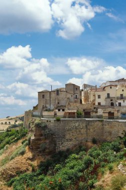 Panoramic view of the old houses of Irsina in Basilicata, region of southern Italy.