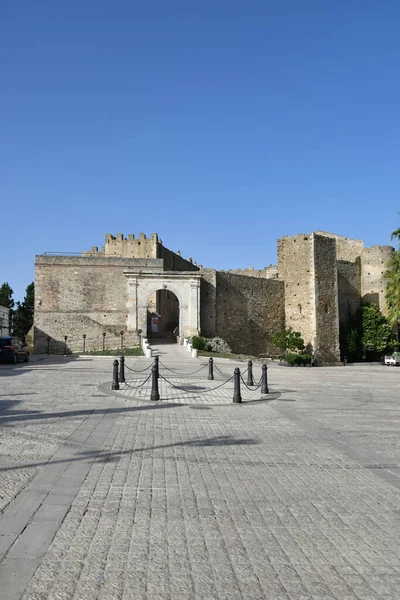 View Square Front Medieval Castle Miglionico Historic Town Province Matera — Foto Stock