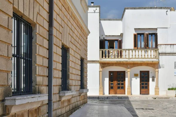 The facade of a characteristic house in Uggiano, a medieval town in the Puglia region of Italy.