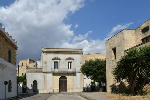 Πλατεία Της Πόλης Uggiano Ένα Μεσαιωνικό Χωριό Στην Περιοχή Puglia — Φωτογραφία Αρχείου