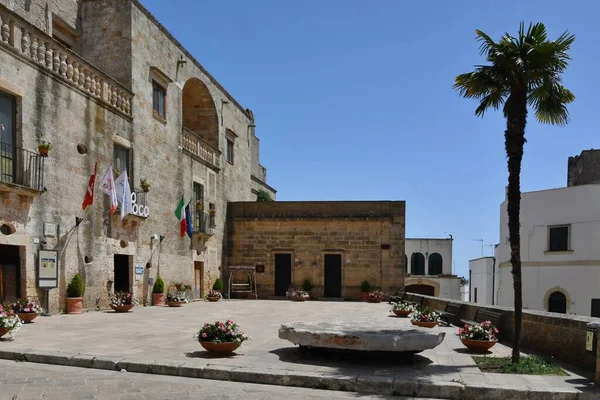 Town Square Specchia Medieval Village Puglia Region Italy — Stock Photo, Image
