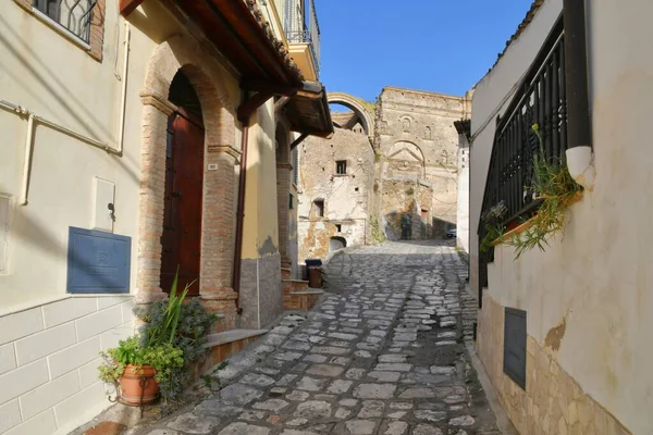 Narrow Street Old Houses Grottole Village Basilicata Region Italy — Stock fotografie