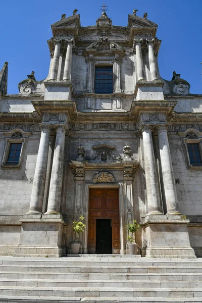 The entrance door into a medieval church in Sulmona, an Italian village in the Abruzzo region.