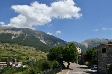 View of Mount Amiata from Campo di Giove, a village in the Abruzzo region of Italy.