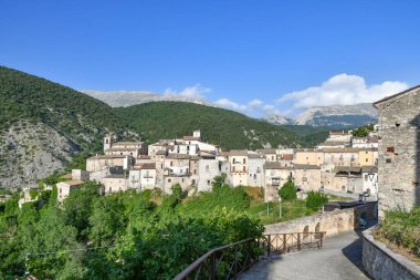 Panoramic view of Cansano, a medieval village in the Abruzzo region of Italy.