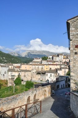 Panoramic view of Cansano, a medieval village in the Abruzzo region of Italy.