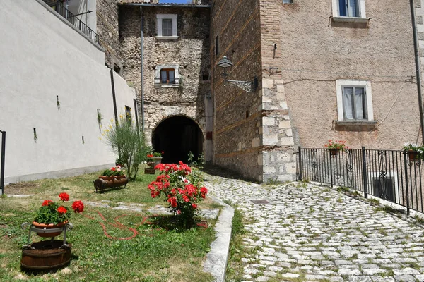 Narrow Street Old Stone Houses Campo Giove Medieval Village Abruzzo — Stok fotoğraf
