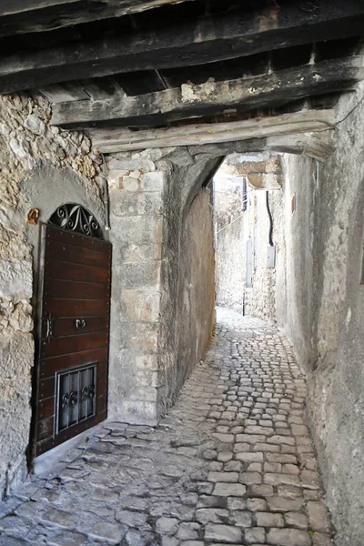 Narrow Street Old Stone Houses Campo Giove Medieval Village Abruzzo — Stockfoto