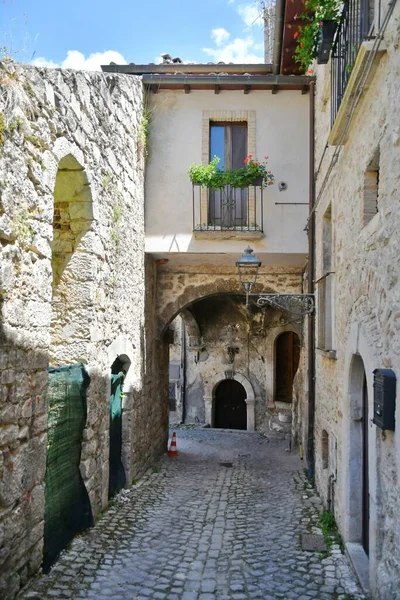 Narrow Street Old Stone Houses Campo Giove Medieval Village Abruzzo — 图库照片