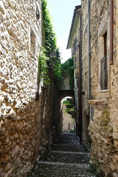Narrow Street Old Stone Houses Campo Giove Medieval Village Abruzzo — Zdjęcie stockowe