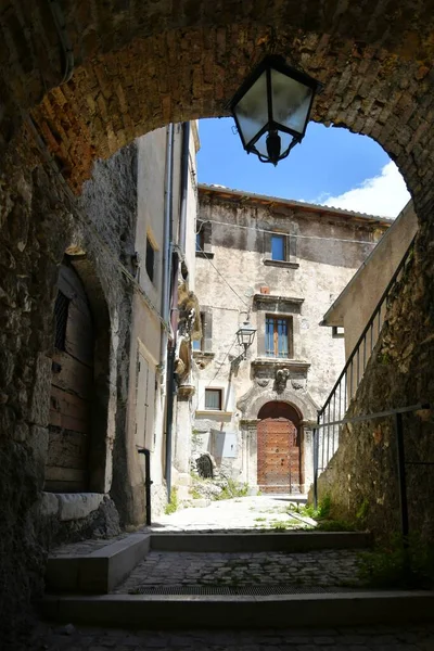 Street Old Stone Houses Campo Giove Medieval Village Abruzzo Region — Stockfoto