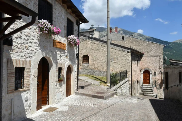 Street Old Stone Houses Campo Giove Medieval Village Abruzzo Region —  Fotos de Stock