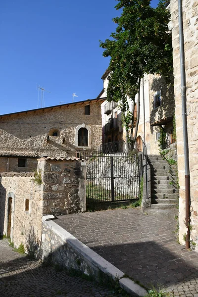 Narrow Street Old Stone Houses Cansano Medieval Village Abruzzo Region —  Fotos de Stock